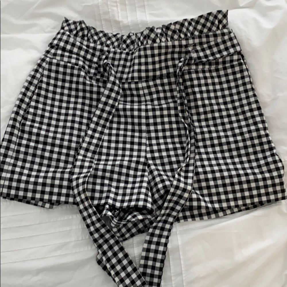 Gingham high wasted zara shorts